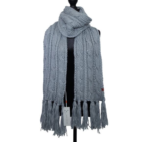 Bickley + Mitchell Amsterdam Knit Fringe Scarf - Steel Grey - NWT - Picture 1 of 5